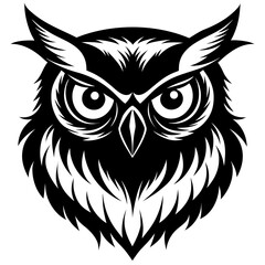 Fototapeta premium Tribal Owl SVG Vector Fierce Black and White Owl Head & Full Body Tattoo Design Boho Line Art Animal Logo Mystical Bird Clipart for Print, Apparel, Branding & Decor