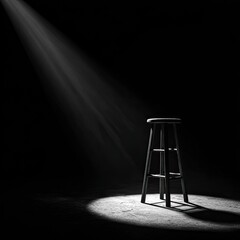 Spotlight on a stool in a dark room (5)
