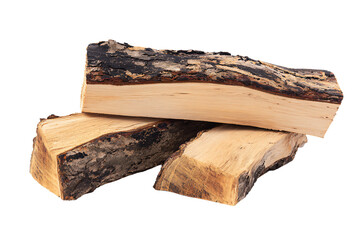 a pile of wood sitting on top of a white surface