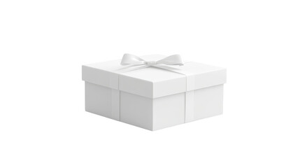 White gift box with ribbon.