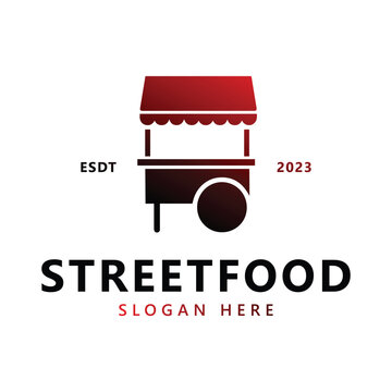 Traditional street food stand logo design vector graphic symbol icon illustration creative idea