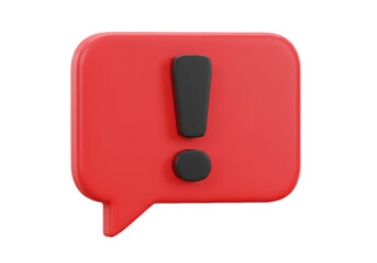 Isolated Red Speech Bubble with Exclamation Mark Icon