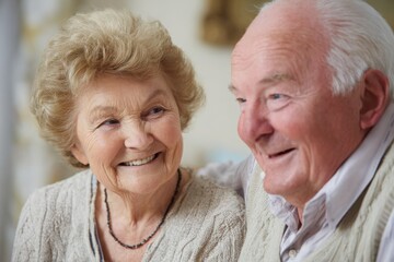 Portrait of happy senior couple looking at each other at home