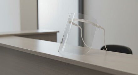 Clear Face Shield on Office Desk in Modern Workspace