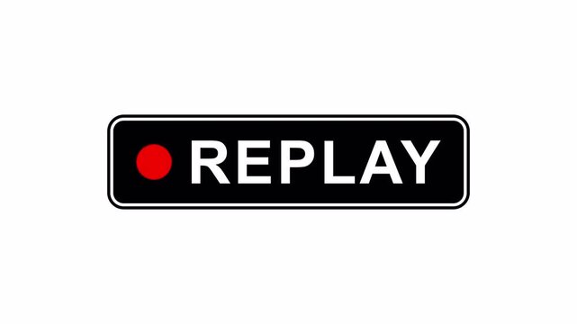 Replay text animation for games films and video editing. 4K video Alpha channel