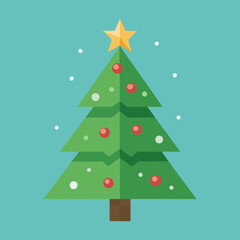 Obraz premium Christmas Tree Icon in a Flat Style vector illustration