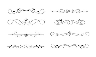 Obraz premium Ornamental Divider Lines in Black with Vintage Flourishes Elegant Decorative Elements for Frames