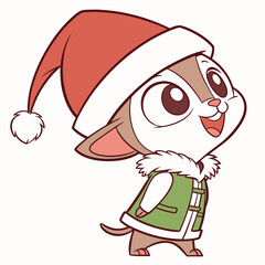 Obraz premium Adorable Chibi Style Christmas Character on White Background vector illustration