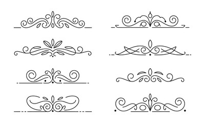 Obraz premium Ornamental Dividers Featuring Vintage Flourishes and Elegant Vector Design Elements