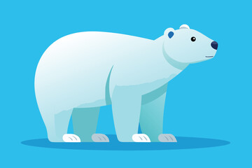 Fototapeta premium Simple Cartoon Illustration of a Polar Bear on a Blue Background