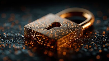 Lock symbol on digital network representing data encryption, secure access, and cybersecurity for business networks