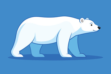 Fototapeta premium Cartoon Polar Bear Illustration on Blue Background for Children s Book or Website