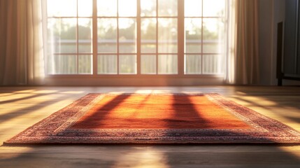 A plush rug spread across a hardwood floor in a modern living space, AI Generative.