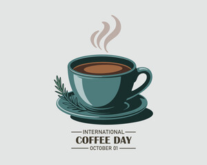 international coffee day background template simple style 3d realistic and clean with cup coffee