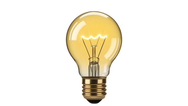 Bright yellow lightbulb , a glowing concept of energy and innovation