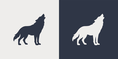 Obraz premium flat silhouette vector illustration of a wolf