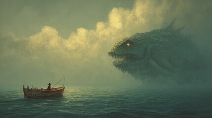 Fisherman meets sea monster