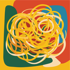 Vector illustration of Italian pasta with tomato for wall poster