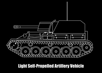 A Light Self-Propelled Artillery Vehicle is a type of military vehicle that combines an artillery weapon (such as a cannon or howitzer) with a self-propelled engine on a tracked or wheeled chassis.