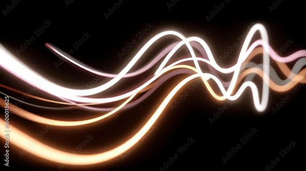 Aufkleber abstract glowing neon line waves in rhythmic motion create dynamic vibrant light wave effects on bla