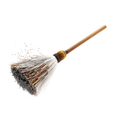 there is a broom with a wooden handle and a white cloth