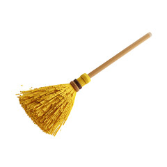 a close up of a broom with a wooden handle