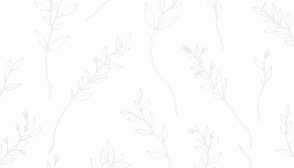 Floral pattern design with delicate leaves on white background  