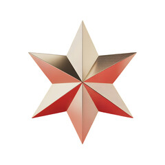 Obraz premium Eight Pointed Gold and Coral Star Geometric 3 D Render isolated on a transparent background