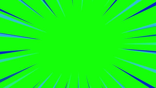 グリーンバックのコミック風集中線アニメーション、青