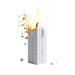 there is a white box with a fire inside of it