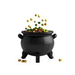 a close up of a pot of food with cubes coming out of it