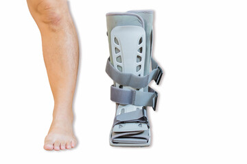One leg of a man and soft cast right ankle boot for adult, soft cast legs and ankle cover type