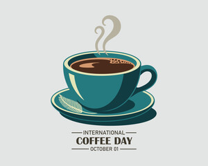 international coffee day background template simple style 3d realistic and clean with cup coffee