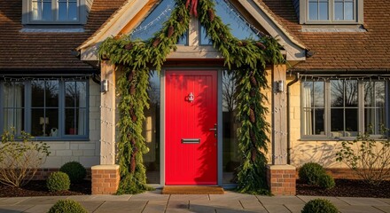 Festive front door christmas decorations red door holiday home exterior design ideas and inspiration