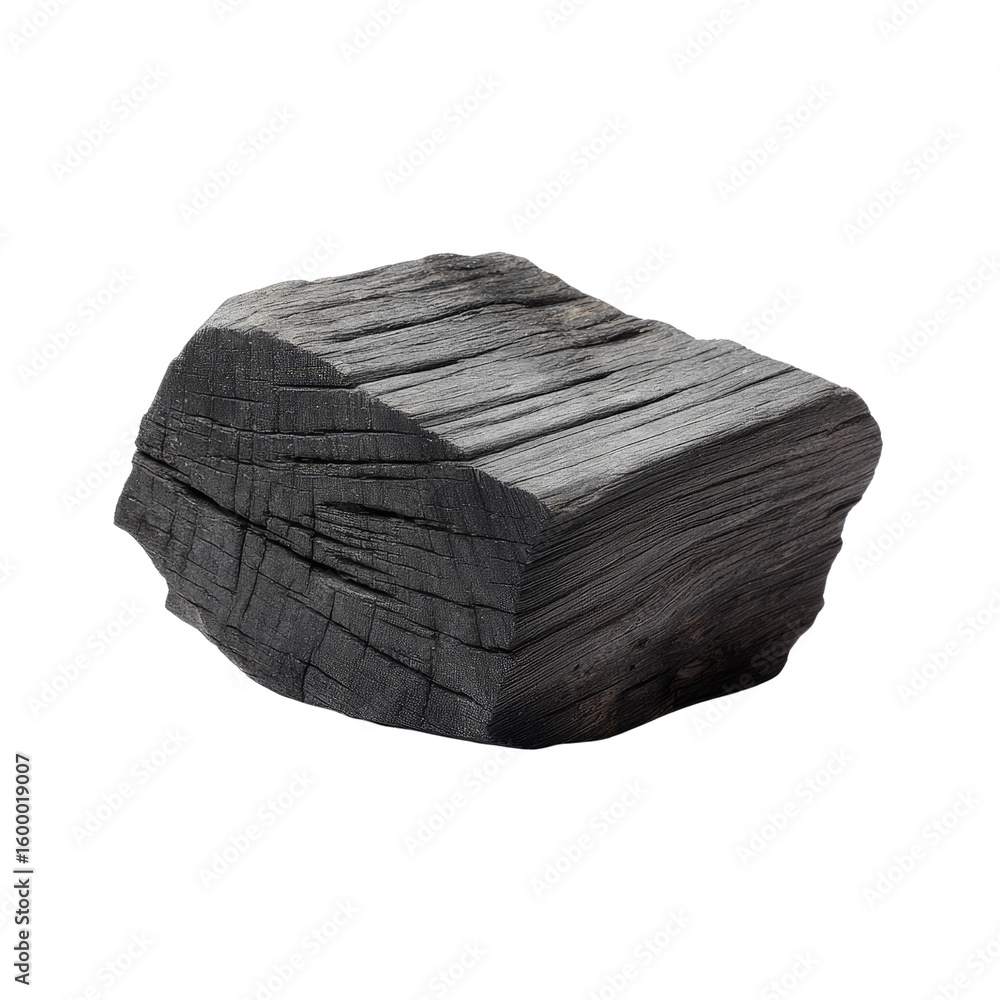 Poster black charcoal piece with distinctive texture and natural grain patterns for creative projects and h