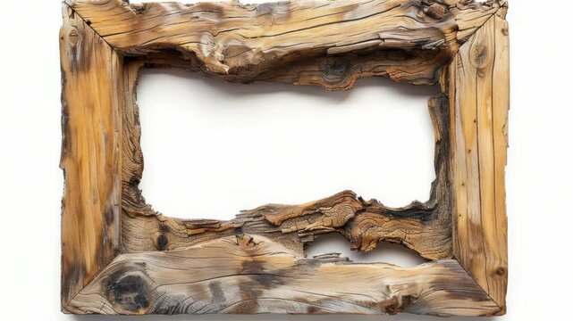 A wooden picture frame with a rustic design