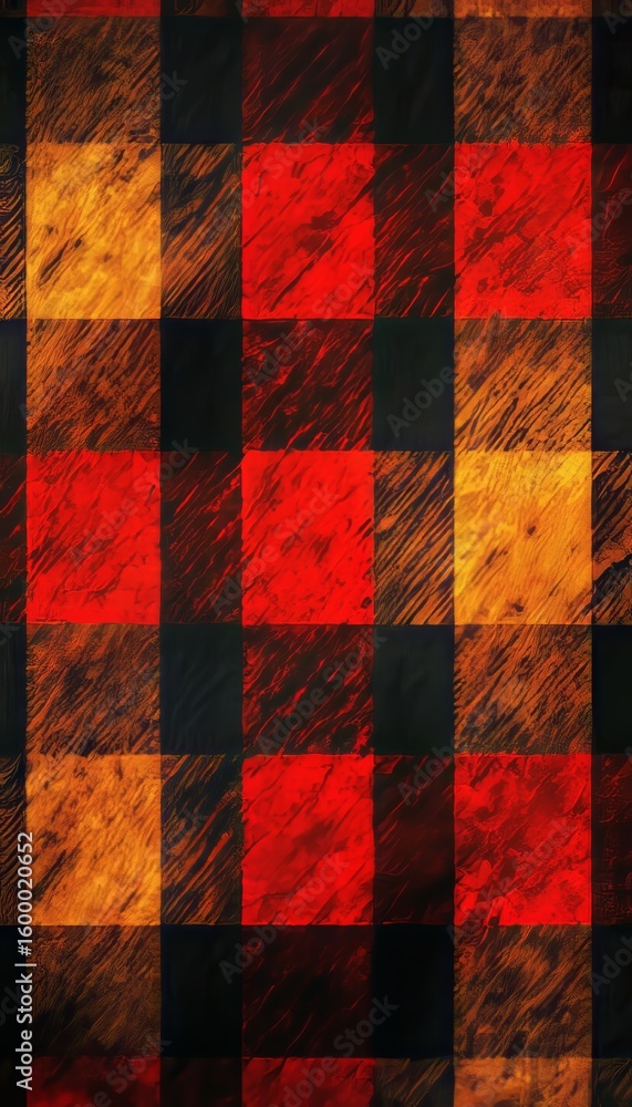 Aufkleber vibrant autumn colors in a modern mosaic pattern with repeating squares and rustic charm appeal