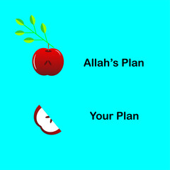 Illustration of difference between human plans and Allah's plan. Motivational and religious concept illustration. Religious quote illustration. Motivation quote illustration.