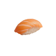 Fresh Salmon Sushi on a White Background with Delicate Slice and Perfect Presentation for Culinary Artwork
