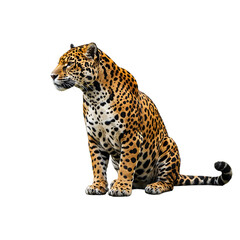 Obraz premium Majestic jaguar sitting proudly isolated on transparent background