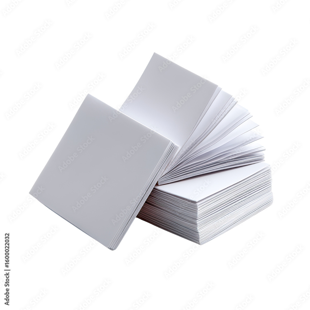 Poster stack of blank square papers on a white background for creative and office use in various design pro