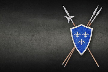bluel shield with crossed lances on grunge background