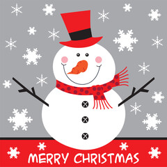 Cute snowman vector for Christmas greeting card
