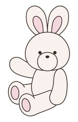かわいいうさぎのぬいぐるみのベクターイラスト。兔、アイコン、座る