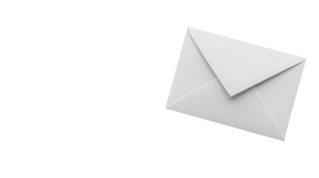 Blank white envelope on a black background.