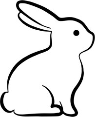 Black silhouette of a rabbit featuring long ears and rounded body on a white background for nature-inspired design elements
