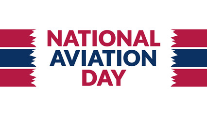 National Aviation Day text with side lines on a White background. Which is observed every year in August to celebrate National Aviation Day.