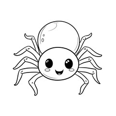 Obraz premium Simple Outline Illustration of Adorable Spider Cartoon Character Line Art. Ai Generated Images
