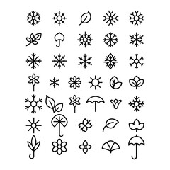 Seasonal Monoline Icon Set