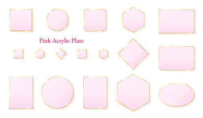 金フチの透明ピンクフレーム